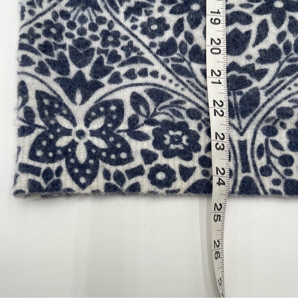 Boden Blouson Sleeve Fluffy Wool Alpaca Blend Sweater Blue Floral Print Sz 14 - Picture 11 of 13